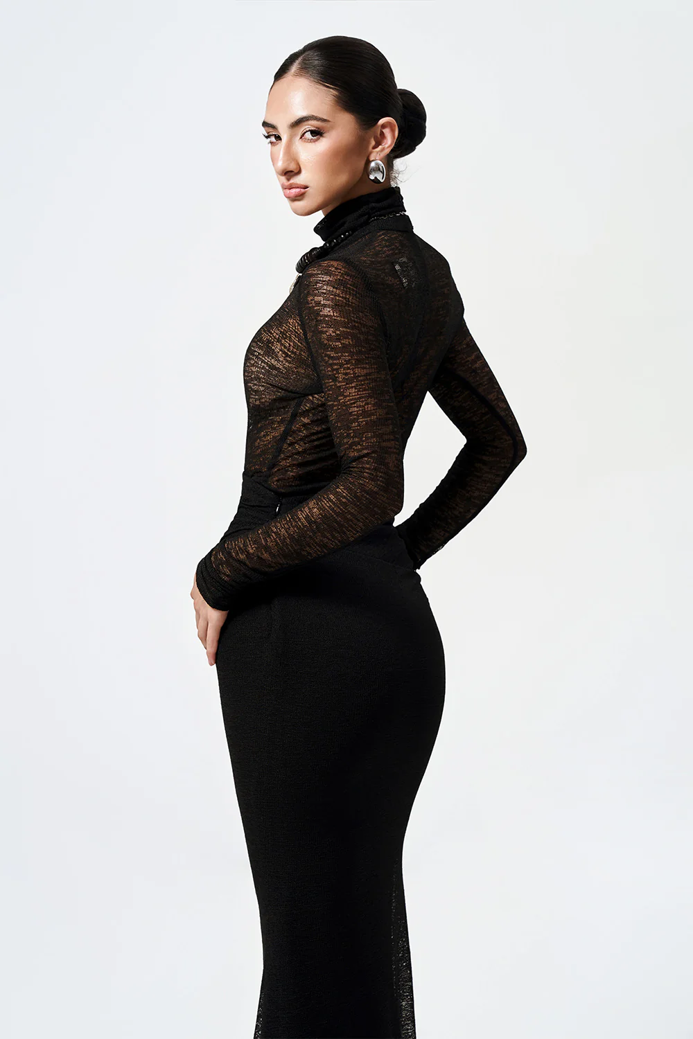 Myra Bodycon Turtle Neck Elastic Cotton Top