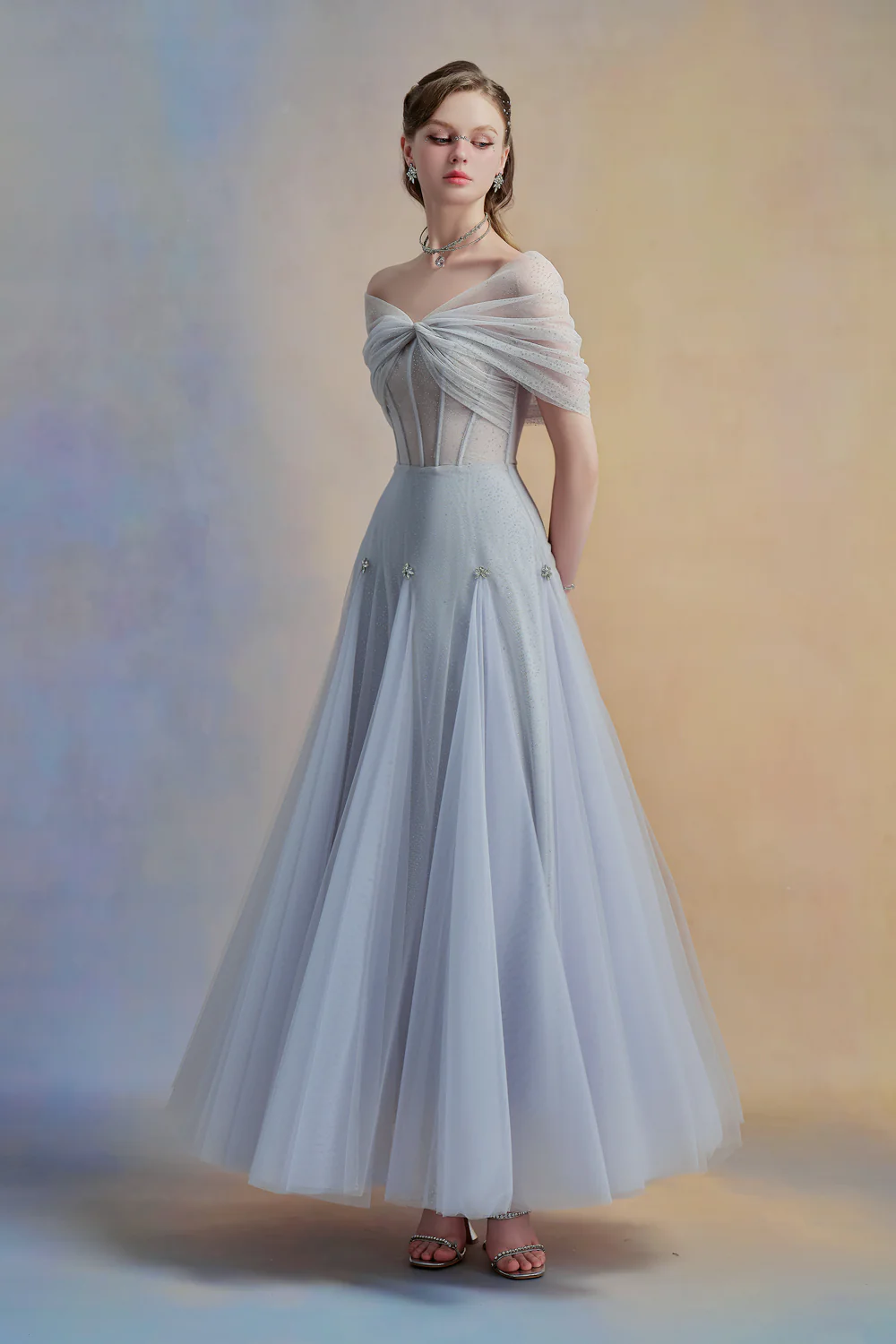 Iriséa A-line Corset Waist Tulle Ankle Length Dress