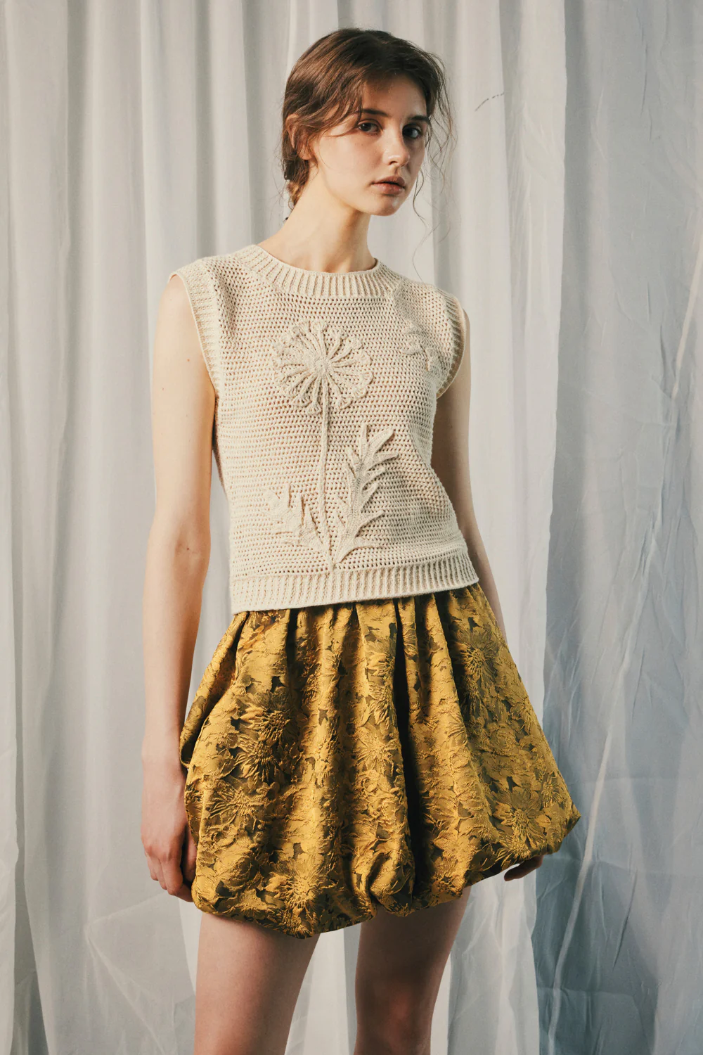 Blowball Round Neck Crochet Top