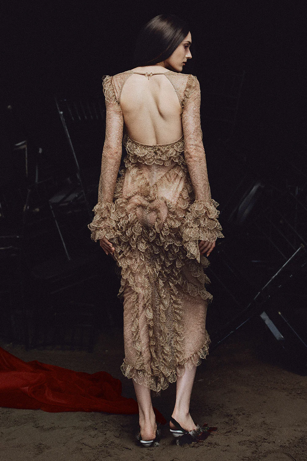 Eurydice Bodycon Ruffle Midi Dress