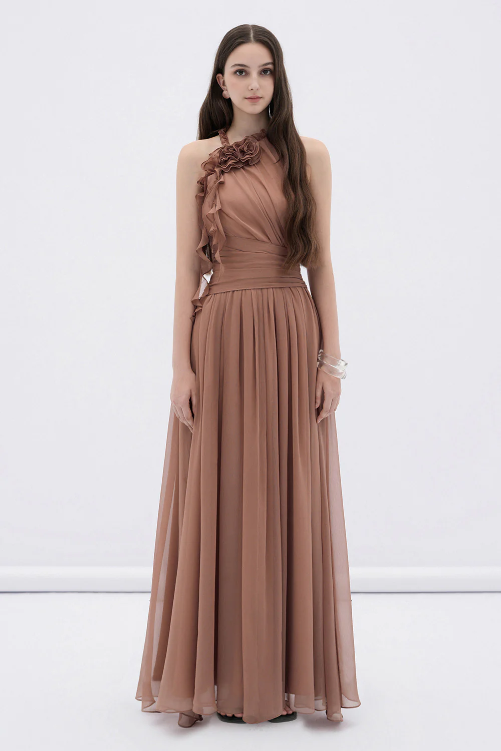 Mireille A-line Flared Chiffon Maxi Dress