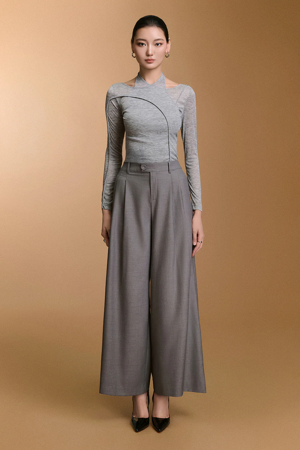 Crimson Straight Pleated Pants