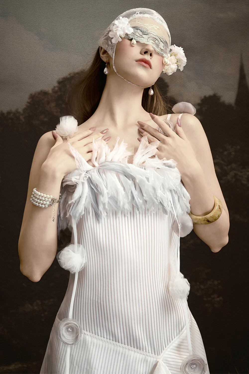 Thalia A-line Applique Midi Dress