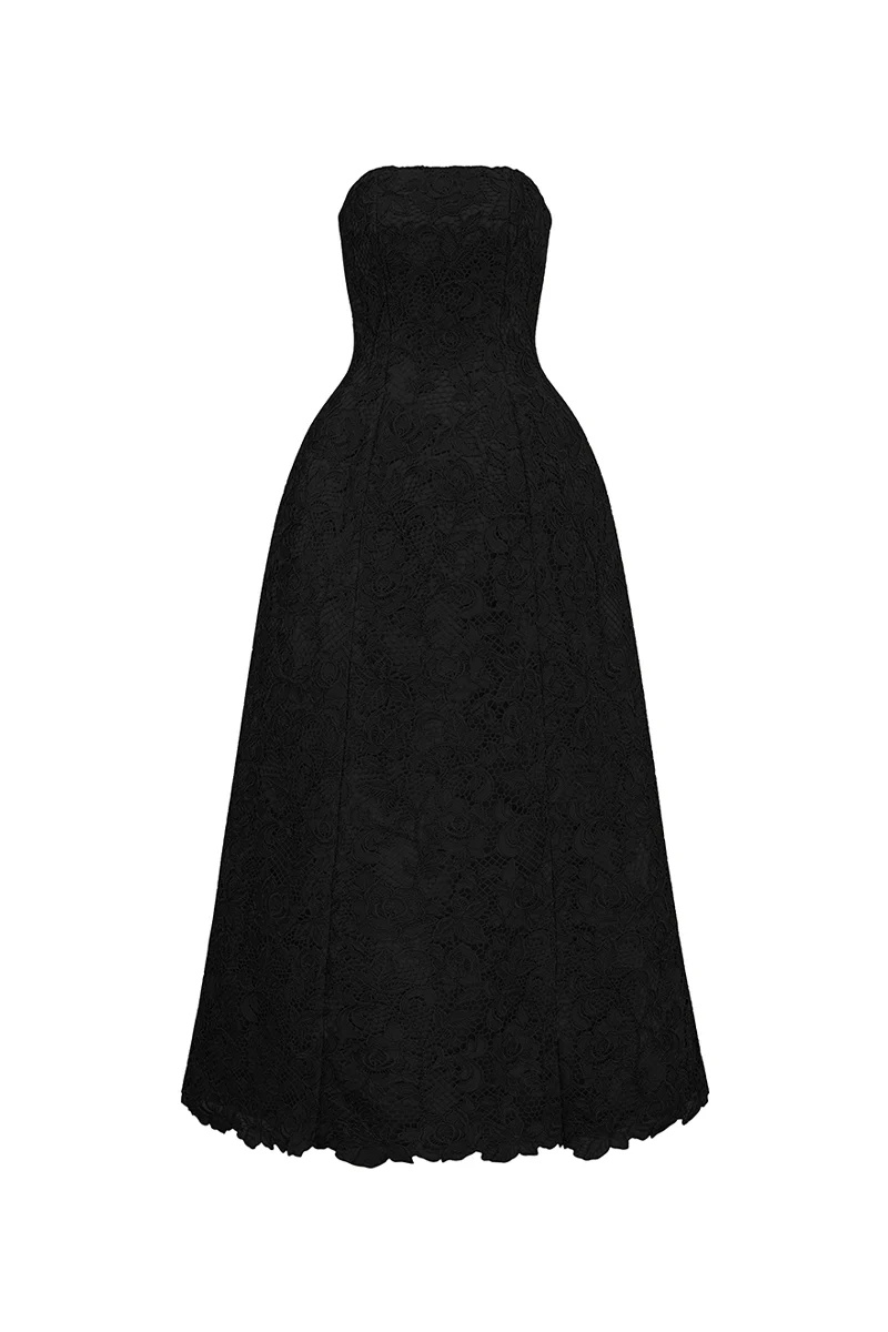 Paulina Straight Across Lace Maxi Dress