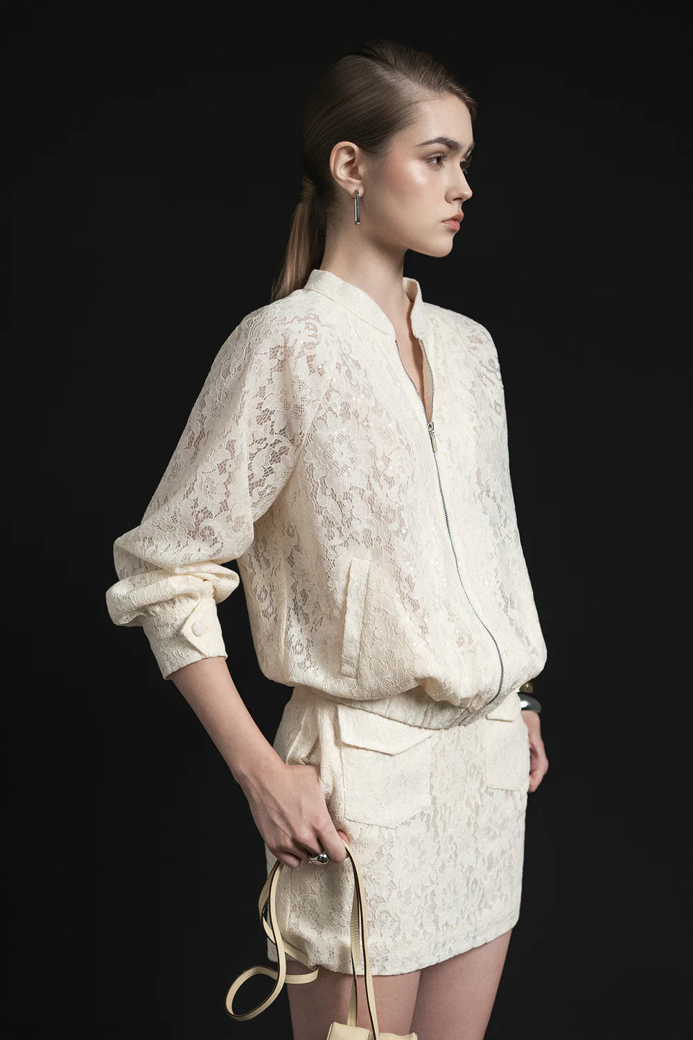 Eiry A-line Flap Pocket Lace Mini Skirt