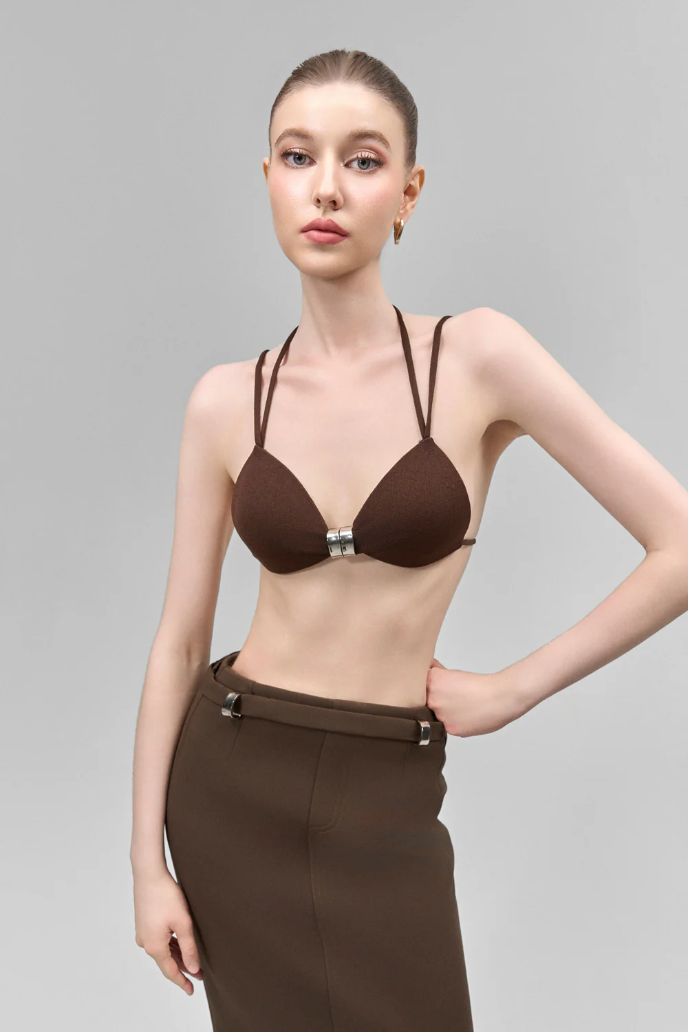 Sylvara Cropped Spaghetti Strap Jersey Bralette