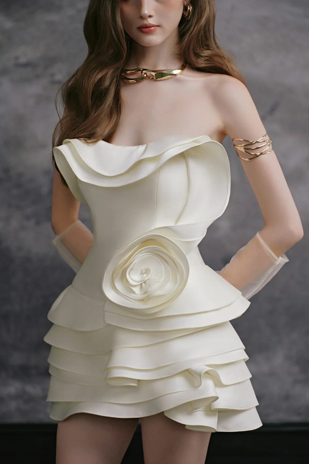 Rose Sweetheart Draped Mini Dress