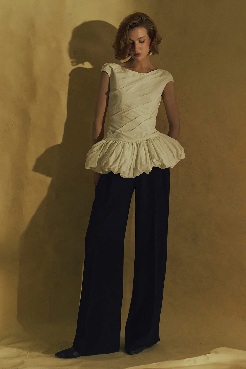 Cloud Bubble Draped Cotton Top