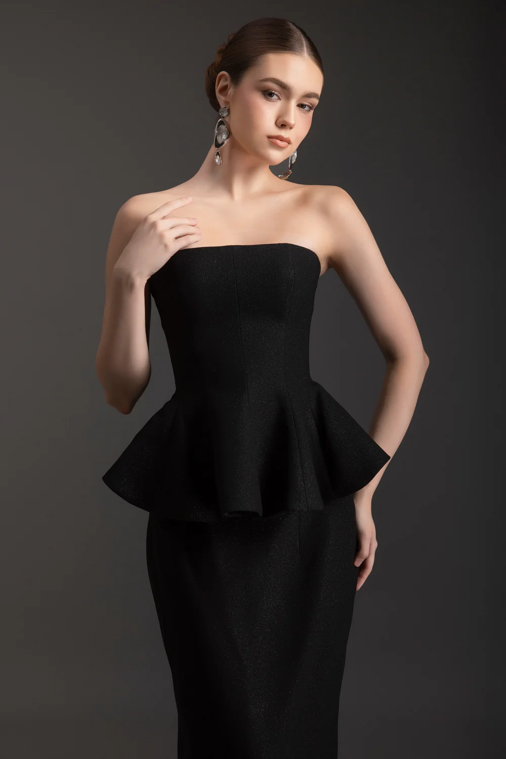 Gwen Peplum Crepe Maxi Dress