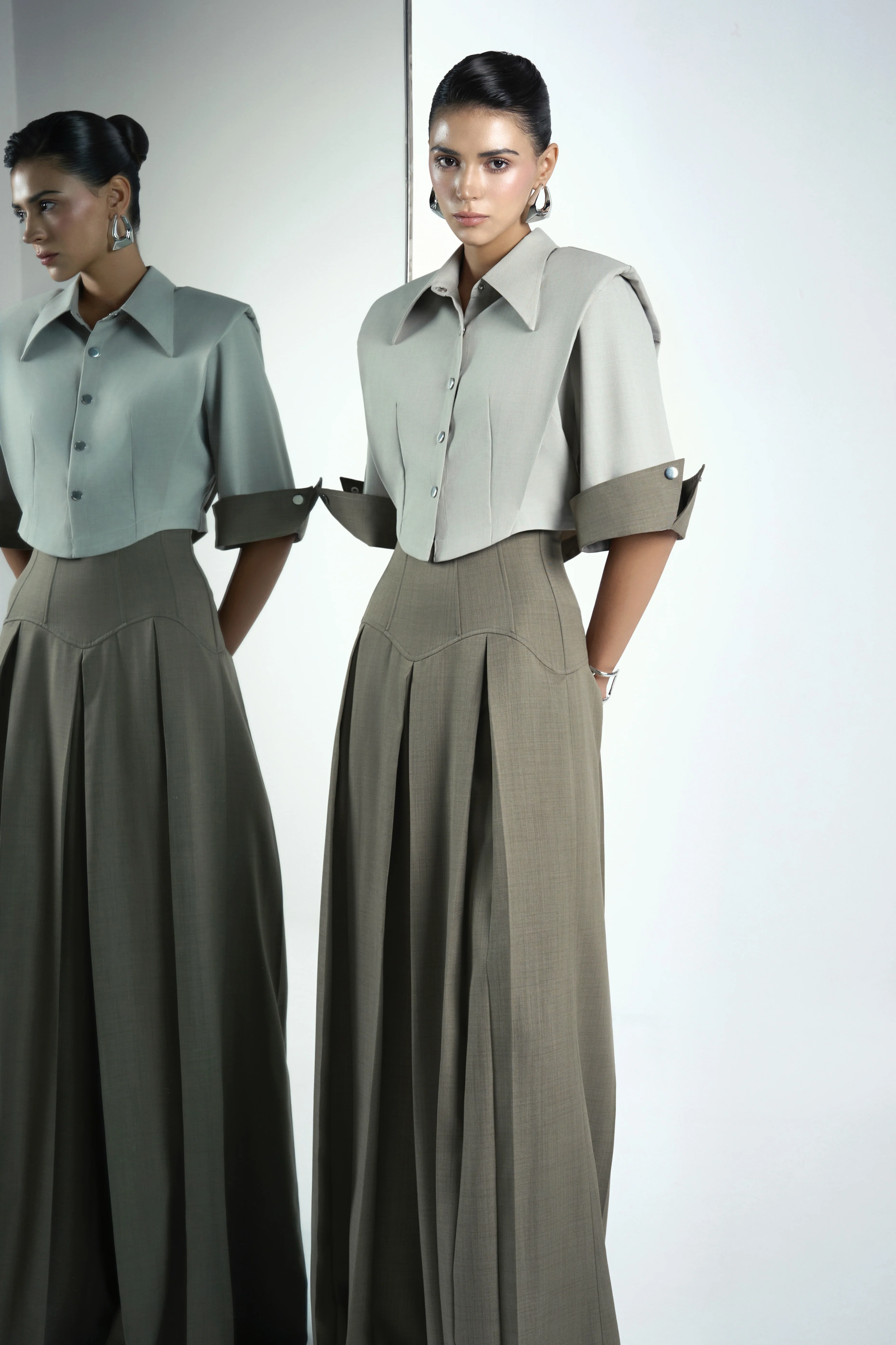 Dalia Cropped Middle Sleeved Twill Jacket