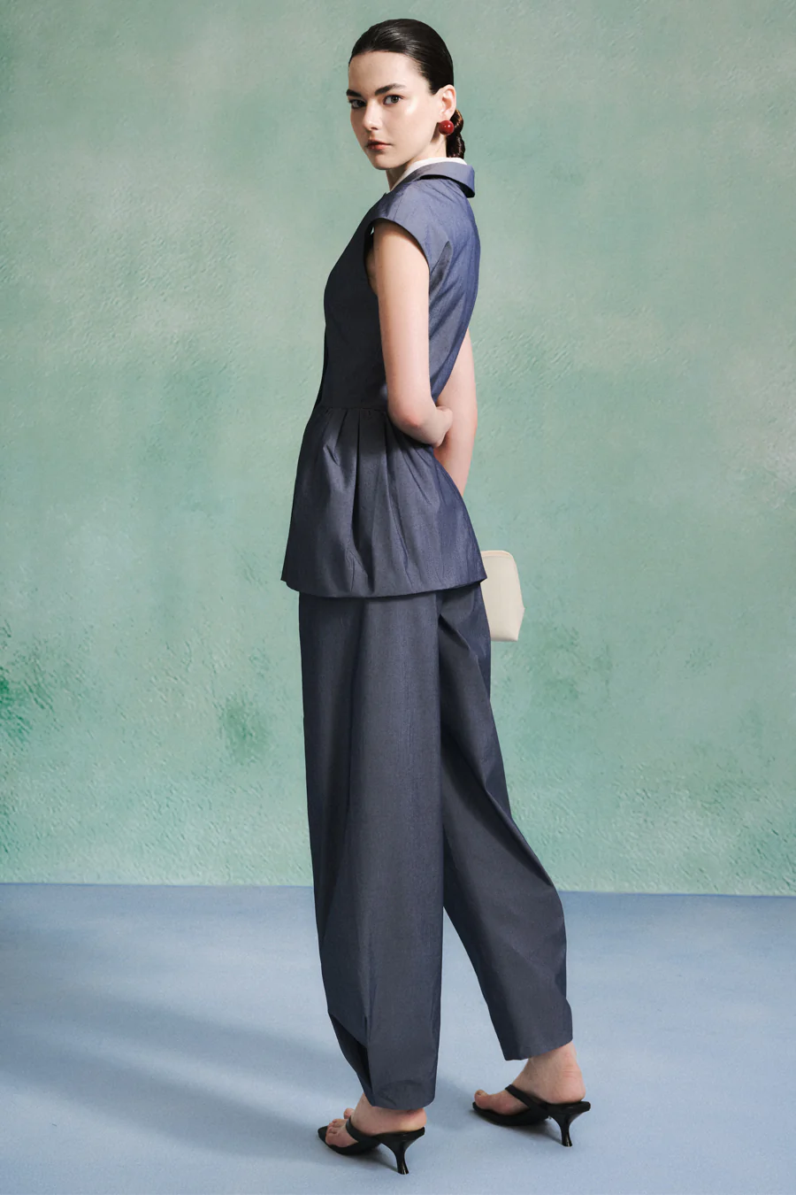 Kenzie Tulip Wide Leg Taffeta Ankle Length Pants