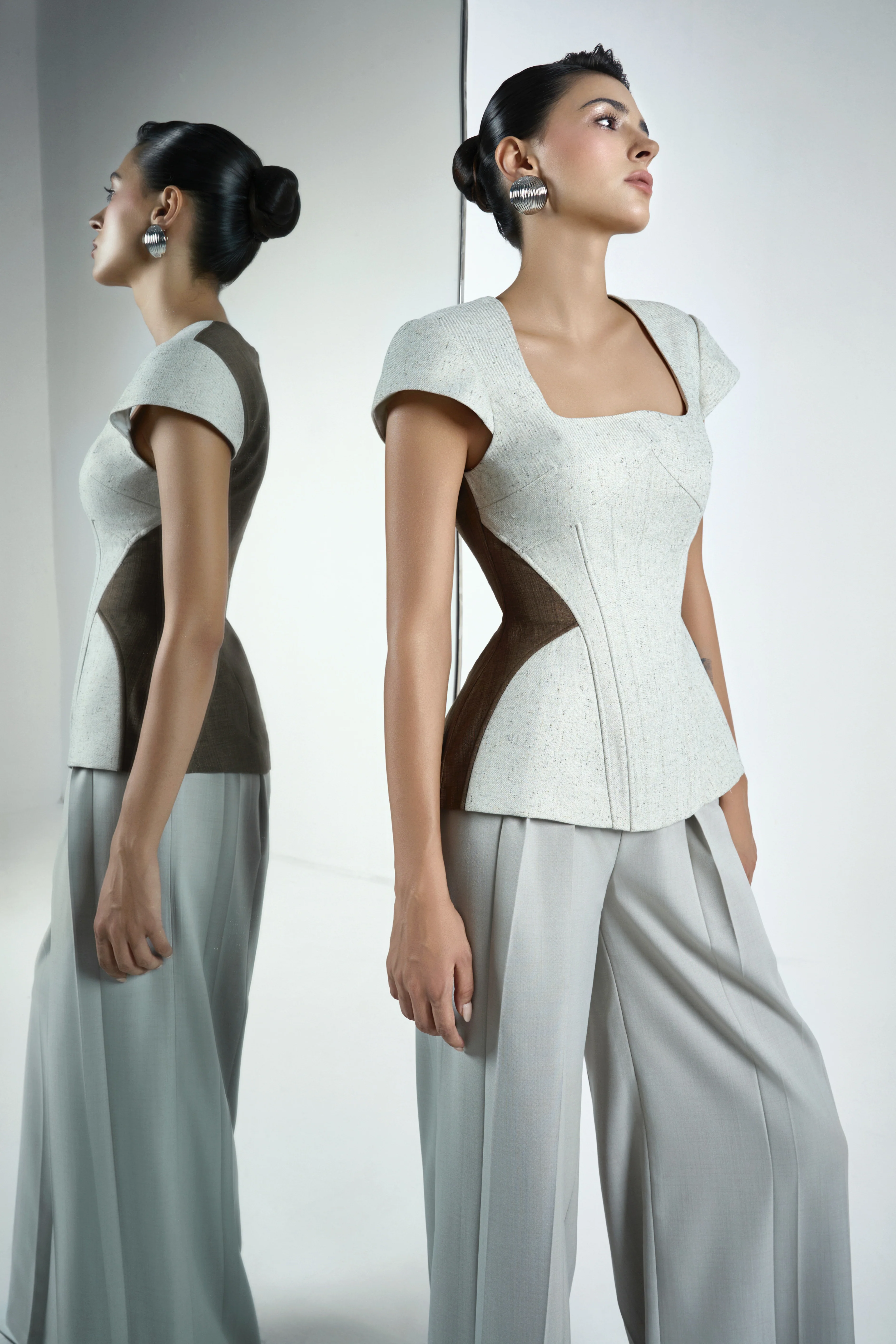 Vie Straight Draped Twill Floor Length Pants