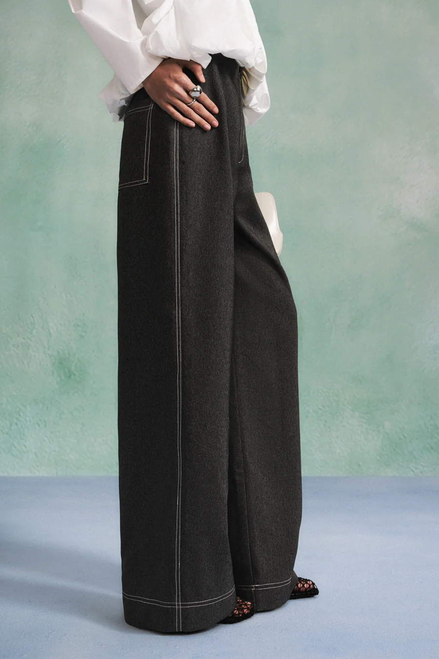 Kaisley Straight Patch Pocket Denim Maxi Pants