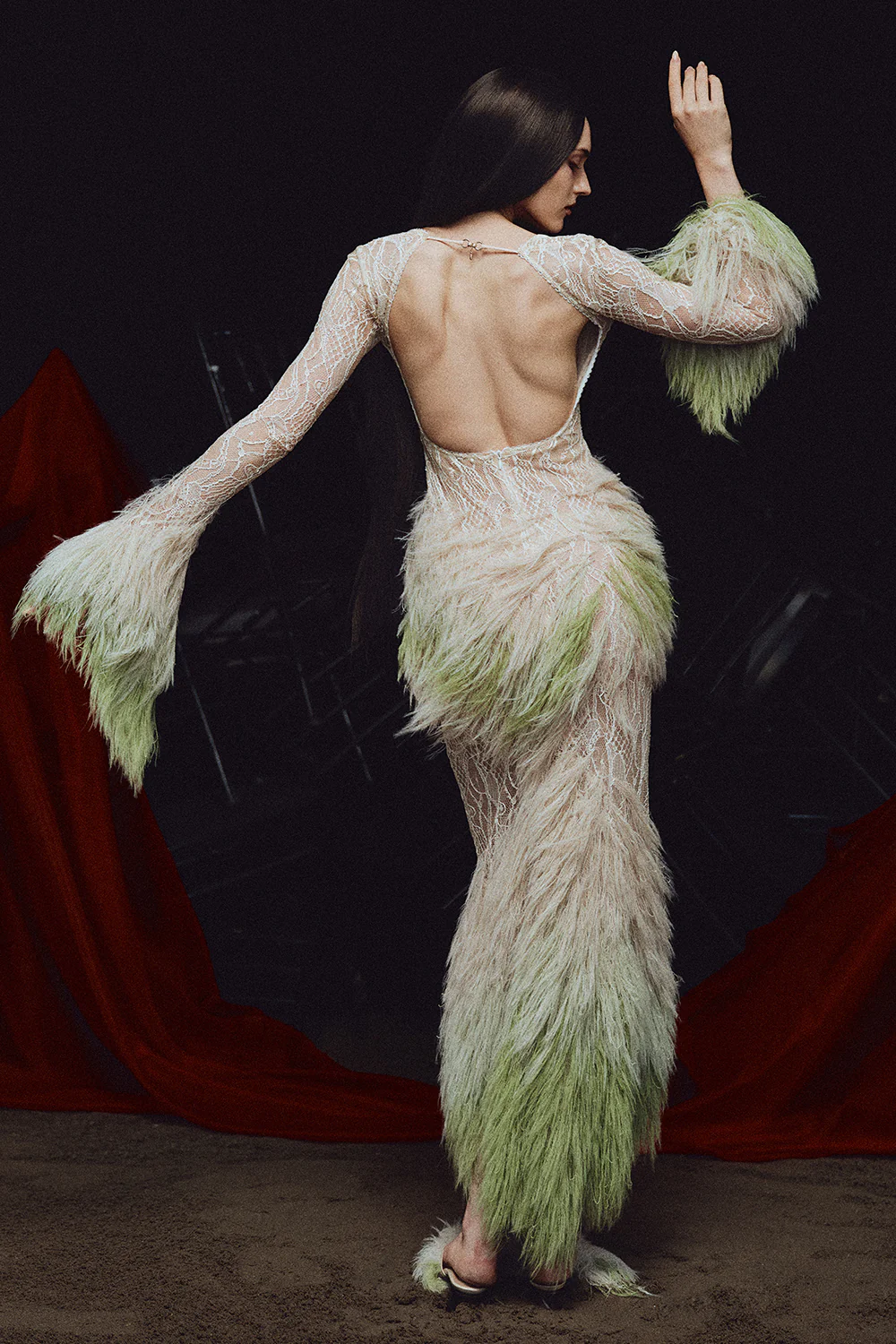 Willow Square Neck Feather Maxi Dress