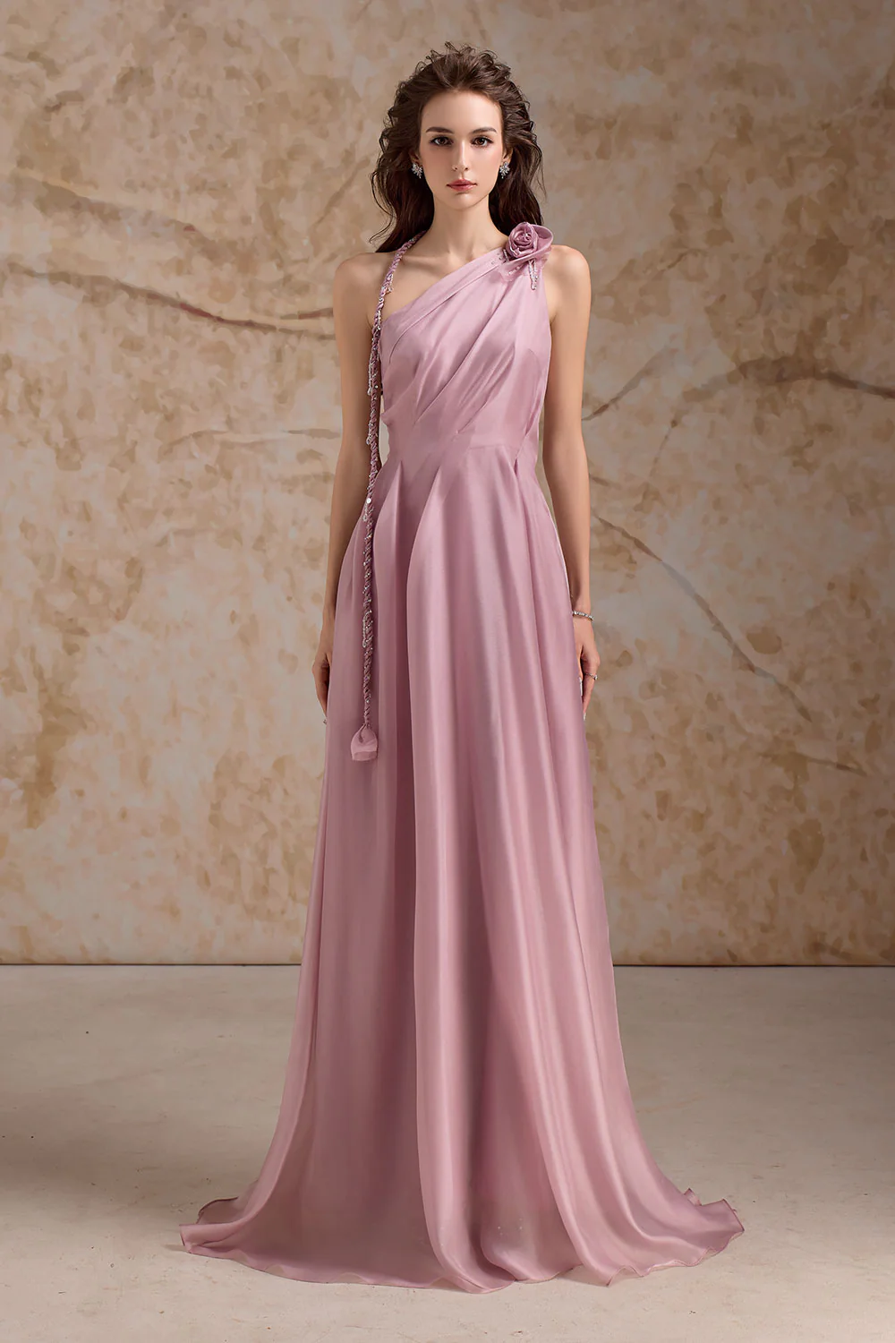 Amouria A-line Sleeveless Organza Floor Length Dress