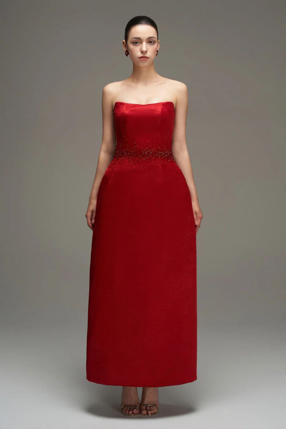 Thalia Sleeveless Taffeta Maxi Dress