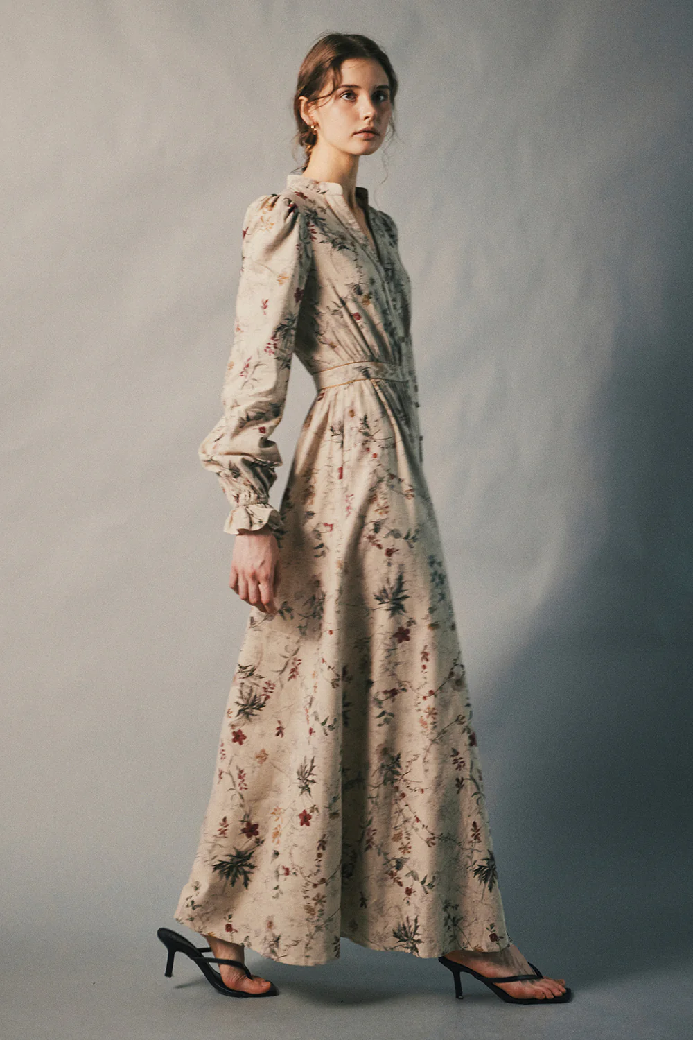 Meadownlight V-Neck Button Maxi Dress