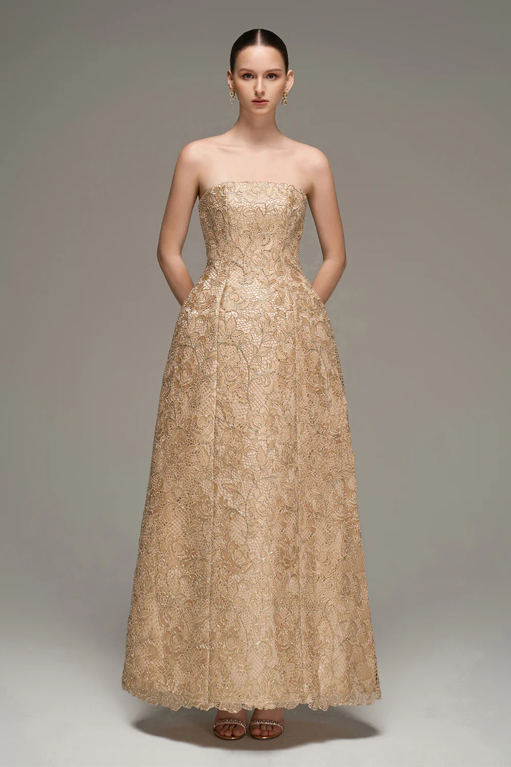 Paulina Straight Across Lace Maxi Dress