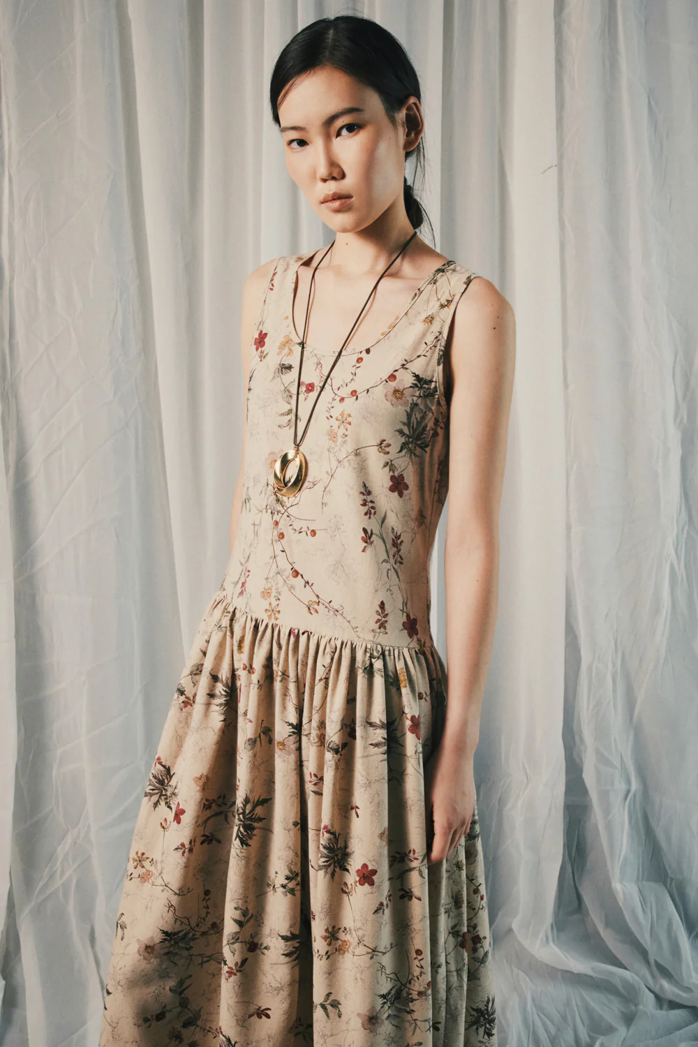 Suntrail Scoop Neck Gathering Maxi Dress