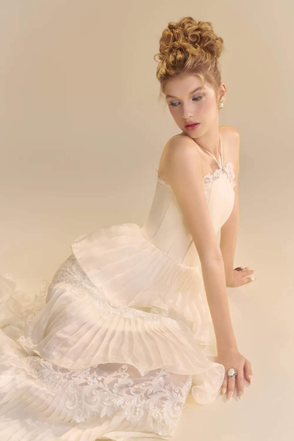 Reverie Halter Neck Pleated Maxi Dress