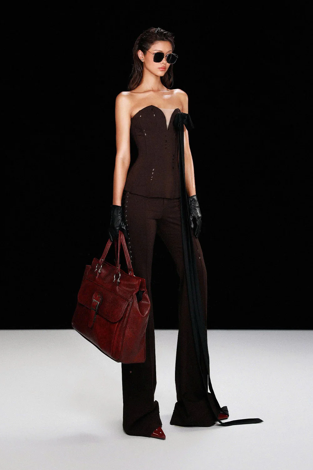 Yara Strapless Sweetheart Neck Khaki Corset