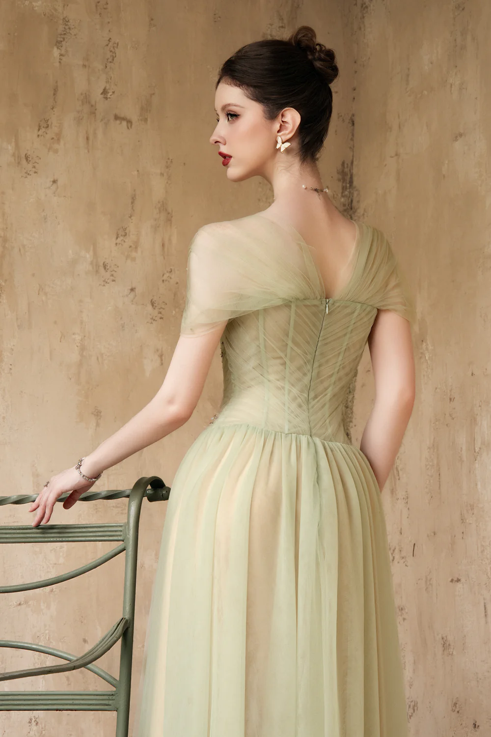 Mirelle A-line Stone Tulle Maxi Dress