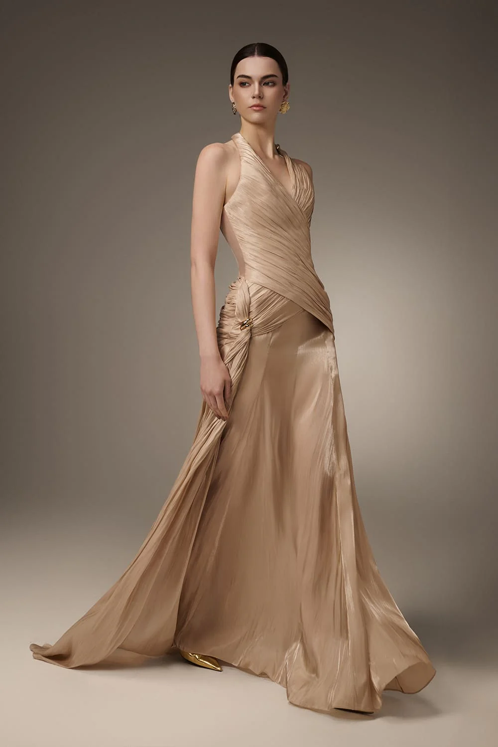 Capucine Sarong Corset Waist Silk Blend Floor Length Dress