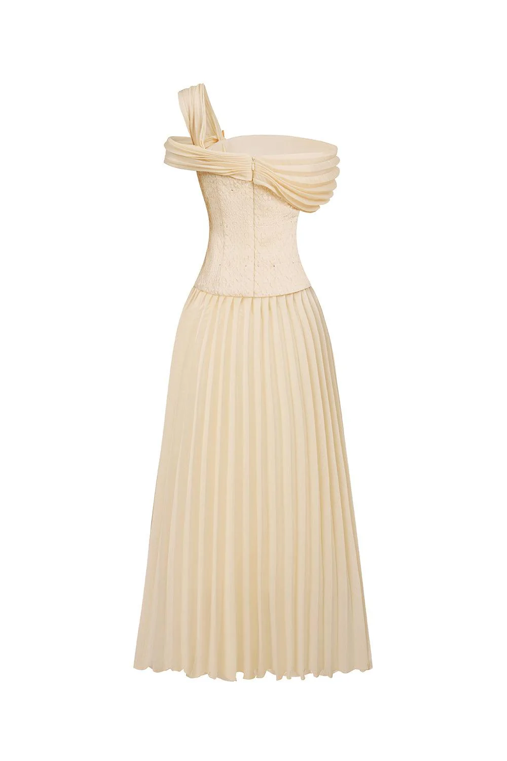 Sovere Flared Knife-Pleated Crepe Ankle Length Dress