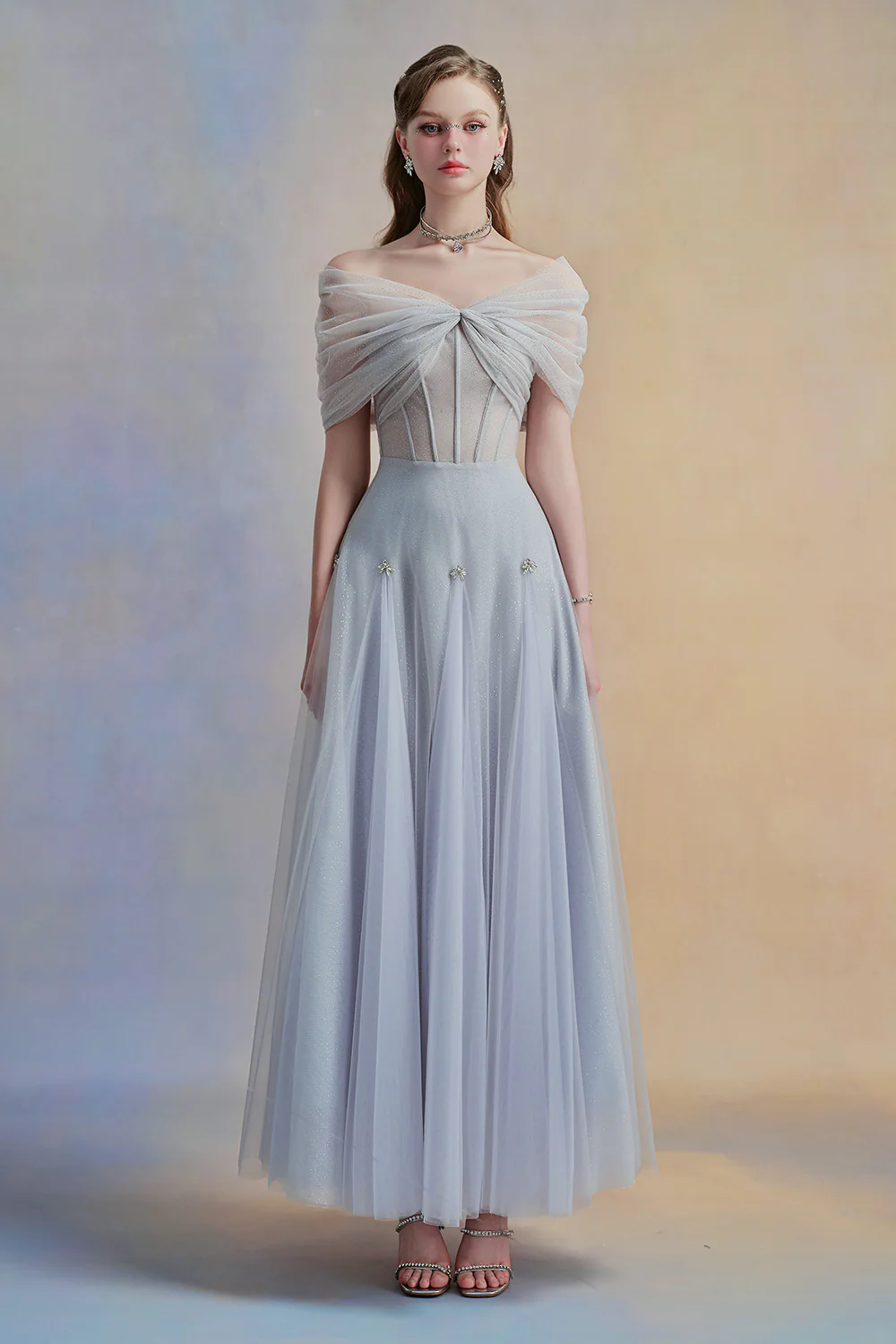 Iriséa A-line Corset Waist Tulle Ankle Length Dress