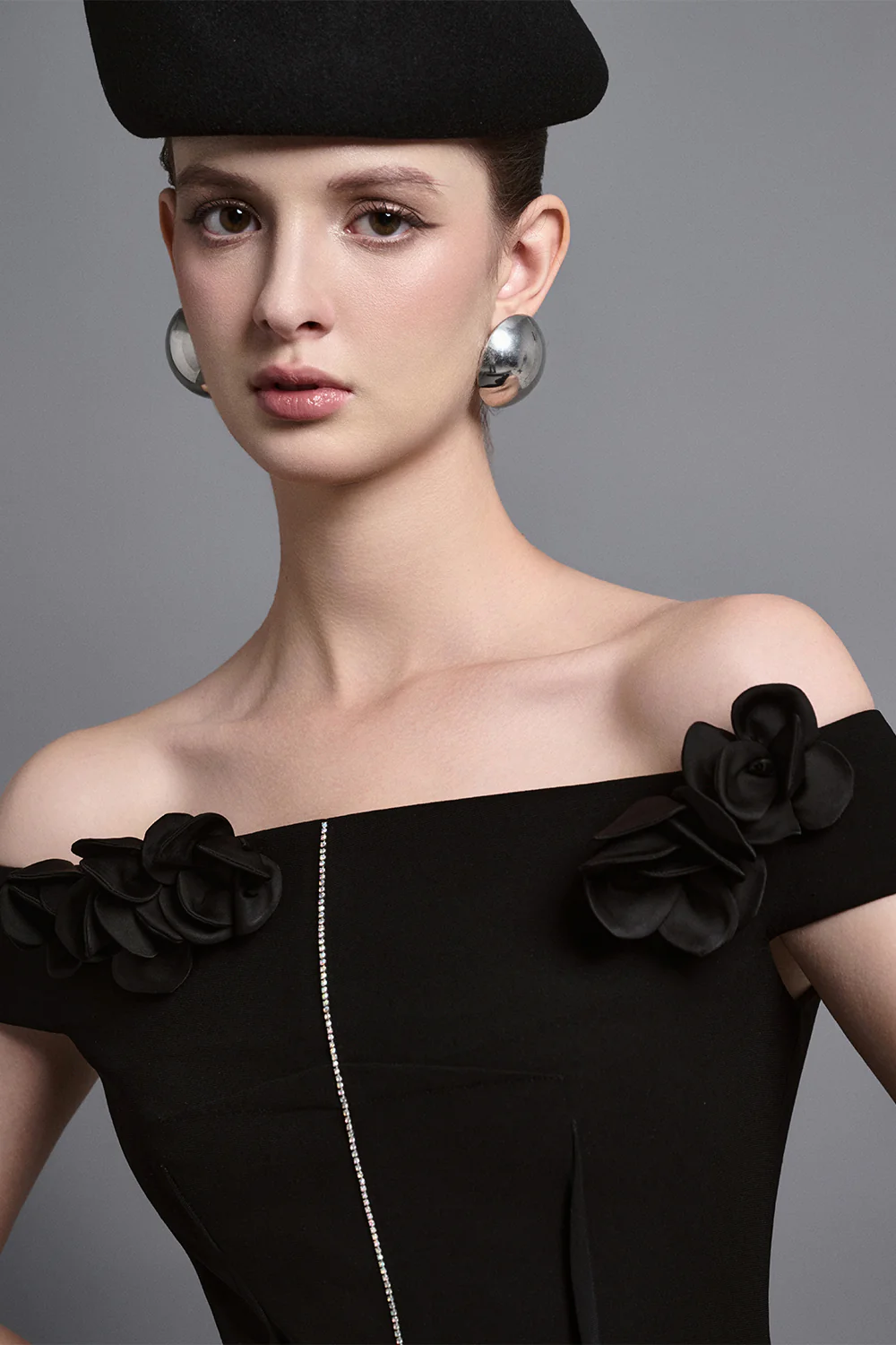 Evel Sheath Off-Shoulder Twill Midi Dress