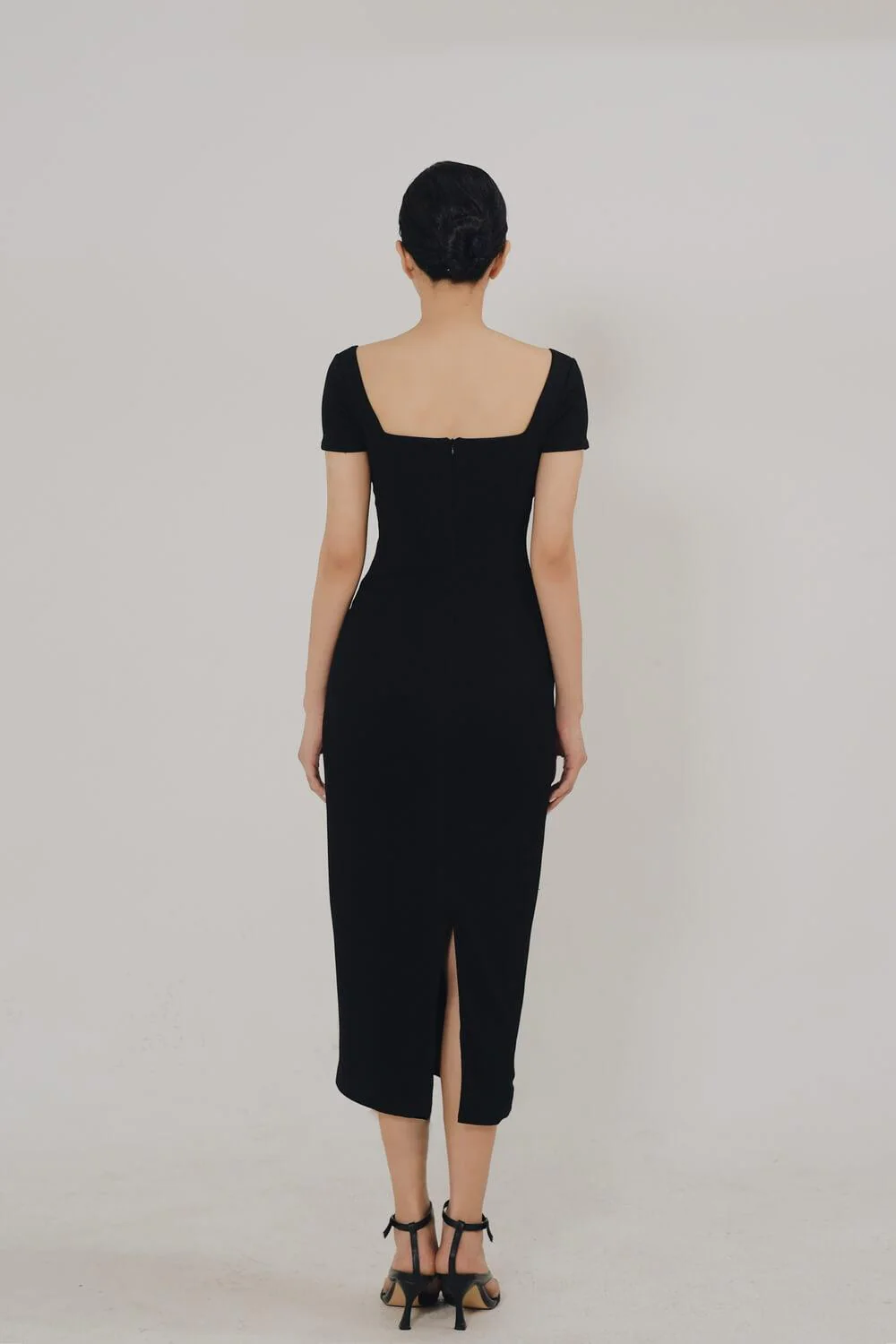 Anderson Sheath Sweetheart Neck Ribbed Cotton Midi Dress