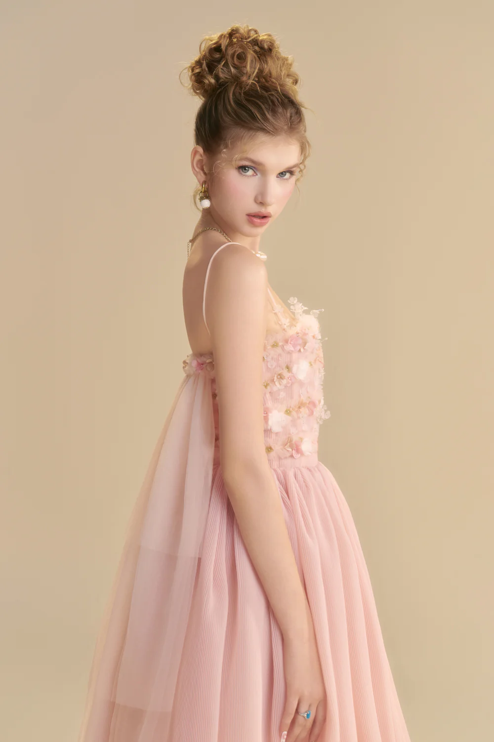 Lullaby Square Neck Applique Midi Dress