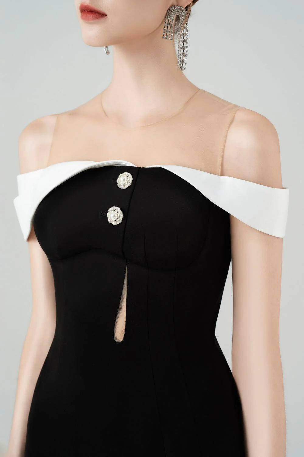 Orsola A-line Illusion Neck Polycotton Midi Dress