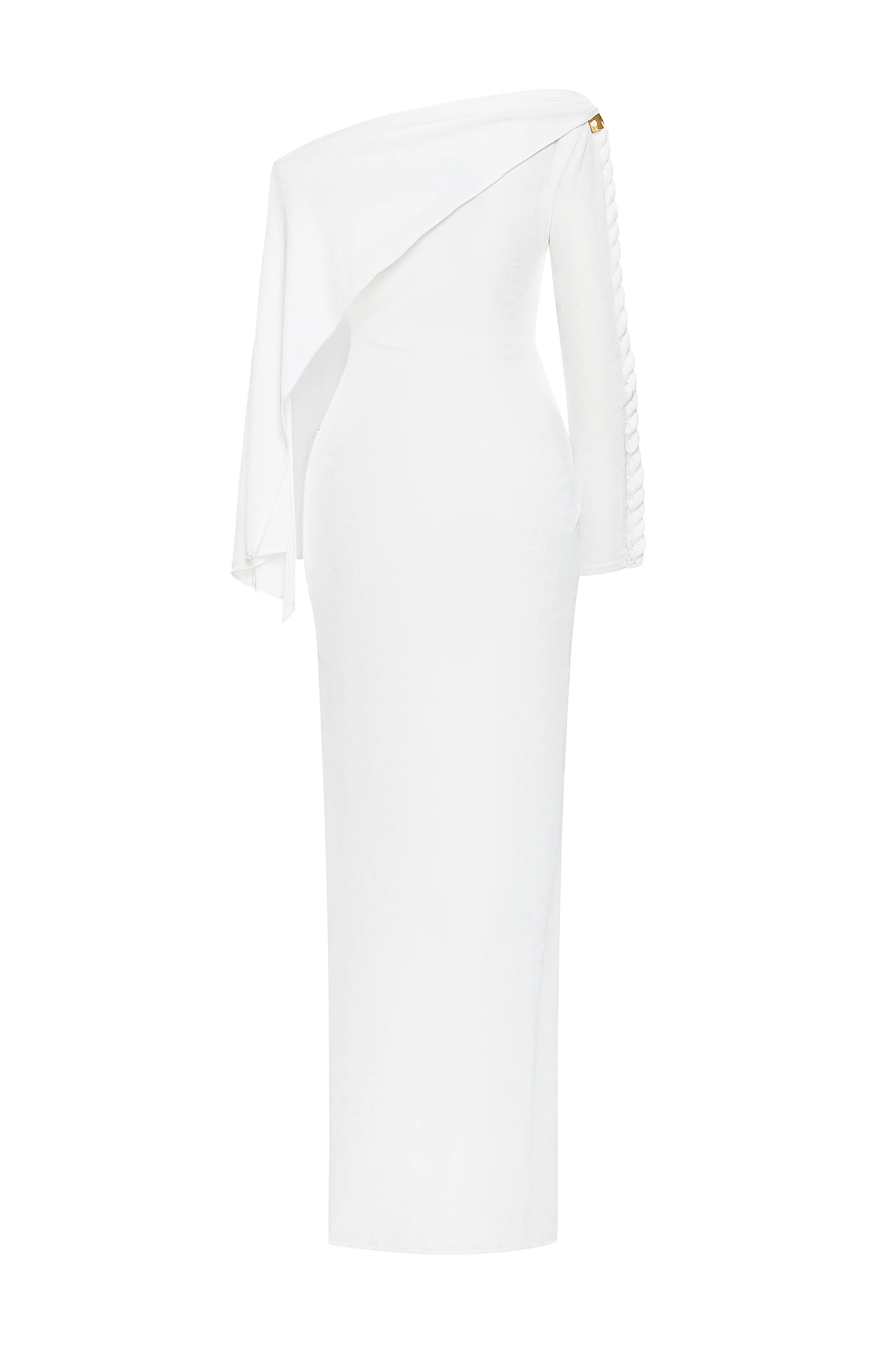 Éloress Sheath Asymmetric Sleeved Spandex Maxi Dress