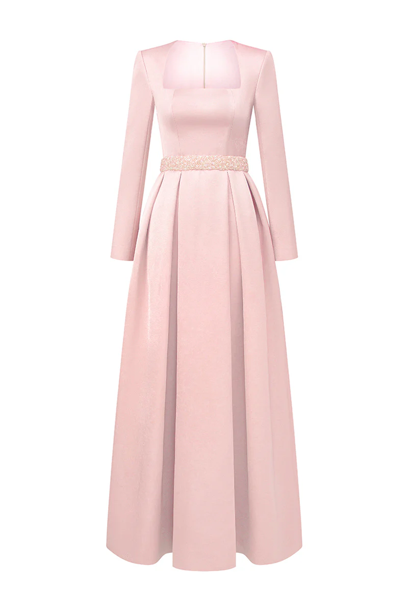 Kinsley Trapeze Neck Draped Maxi Dress