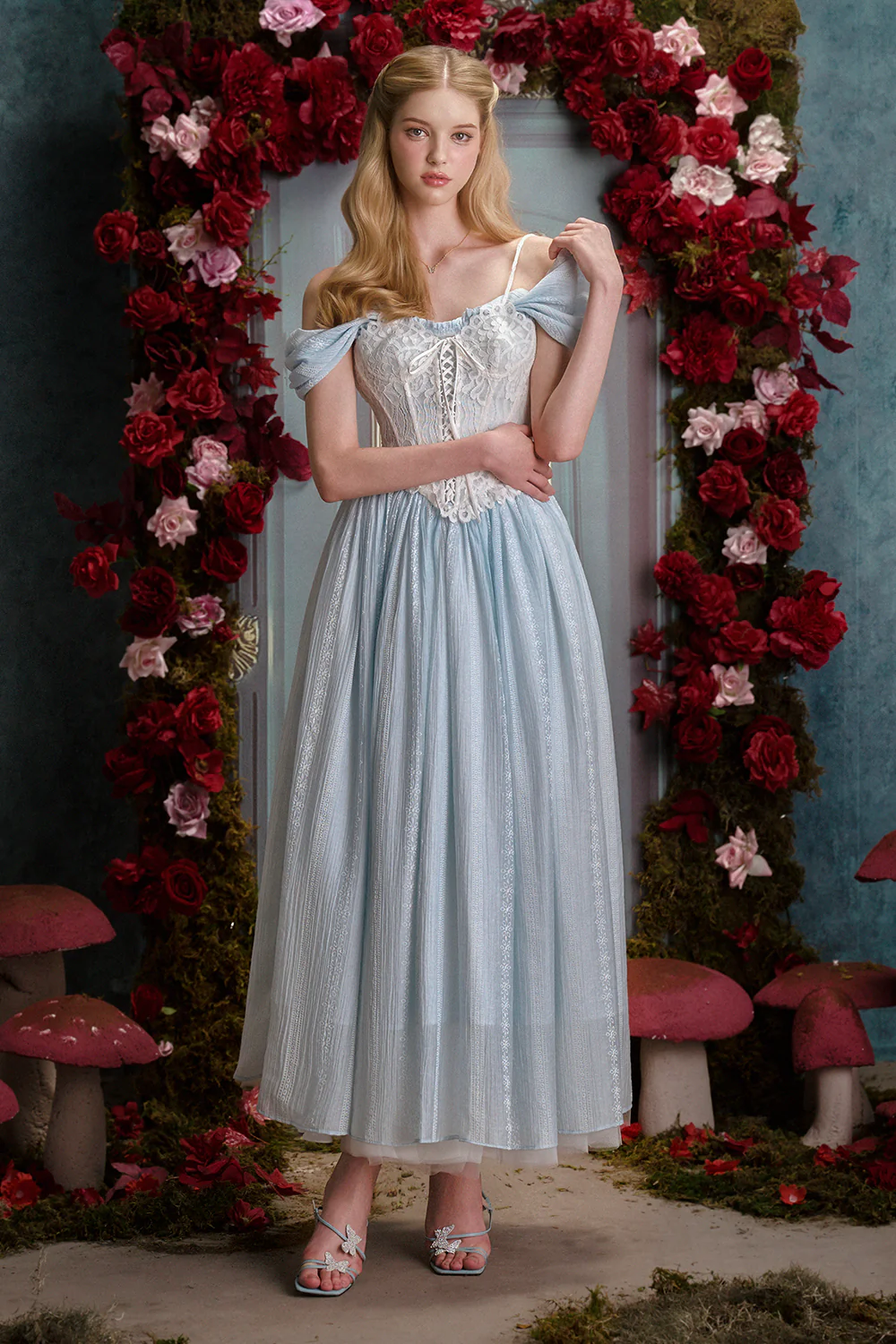 Alice A-line Cold Shoulder Sleeved Woven Maxi Dress