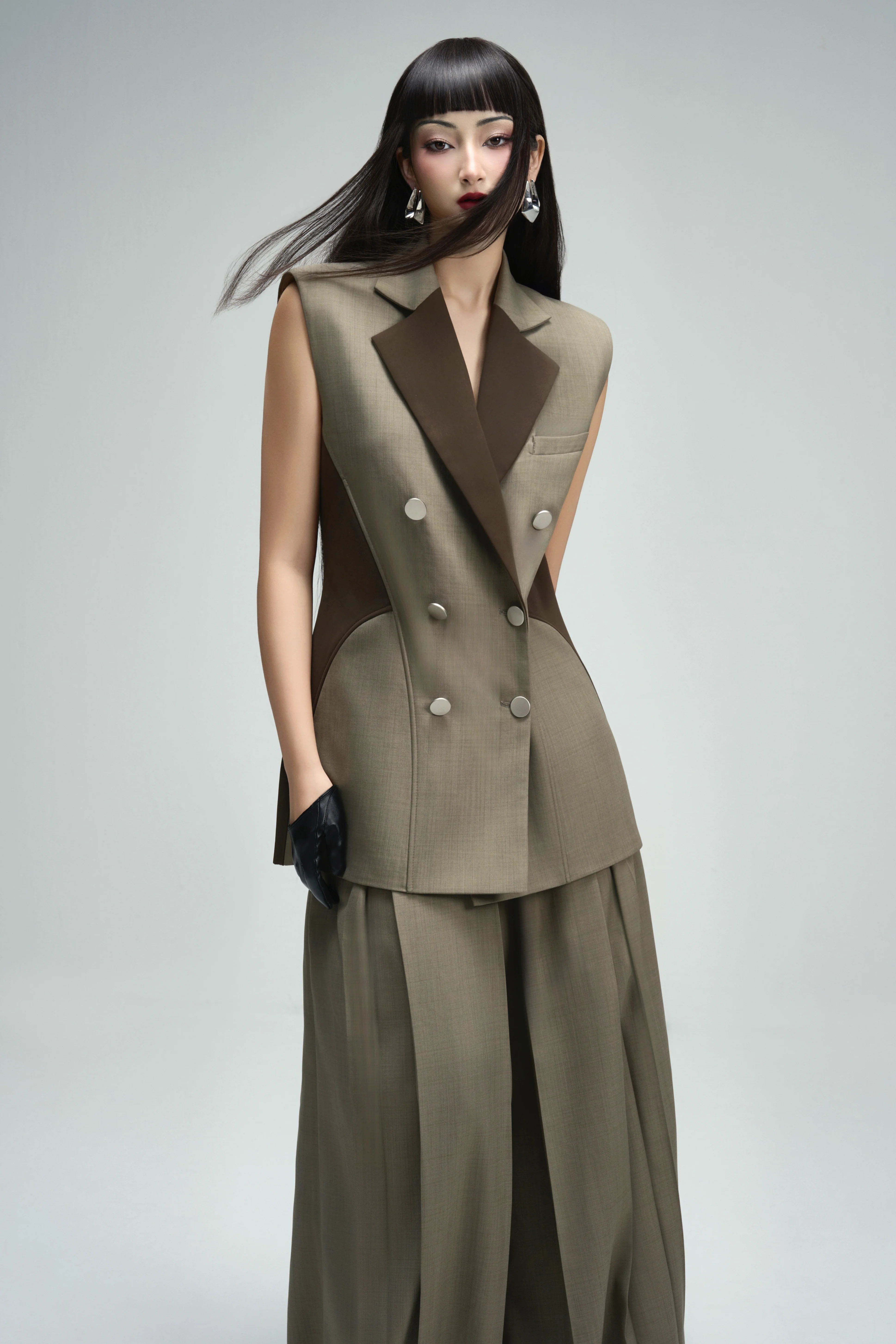 Van Straight Double Breasted Khaki Jacket