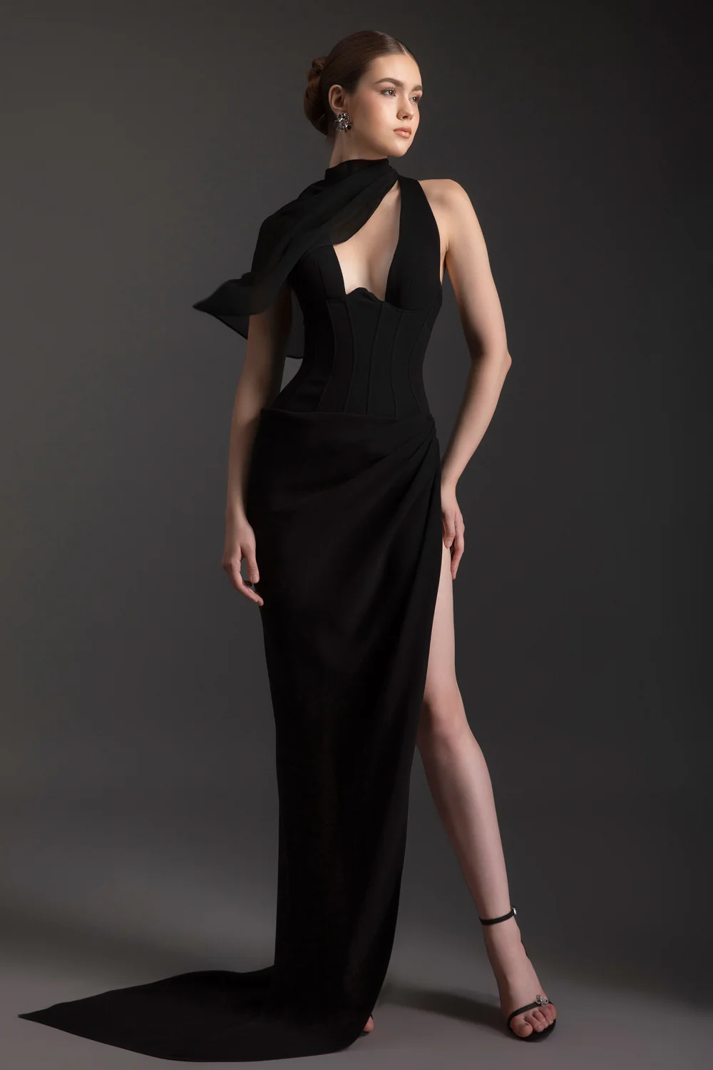 Allure Scarf Crepe Maxi Dress