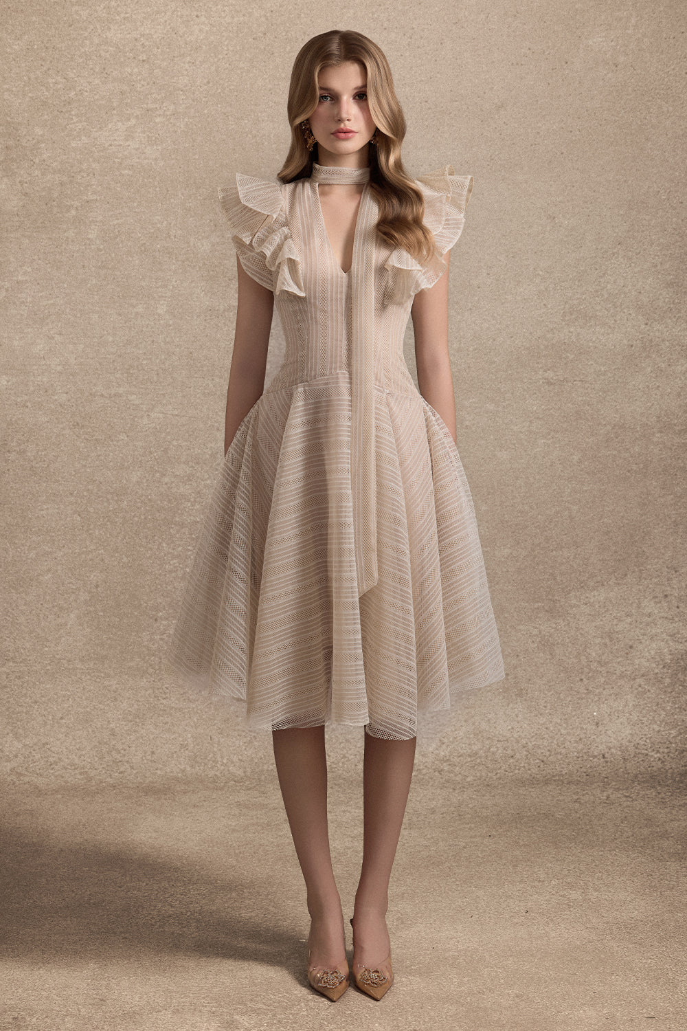 Seraphine Scarf Draped Knee Length Dress