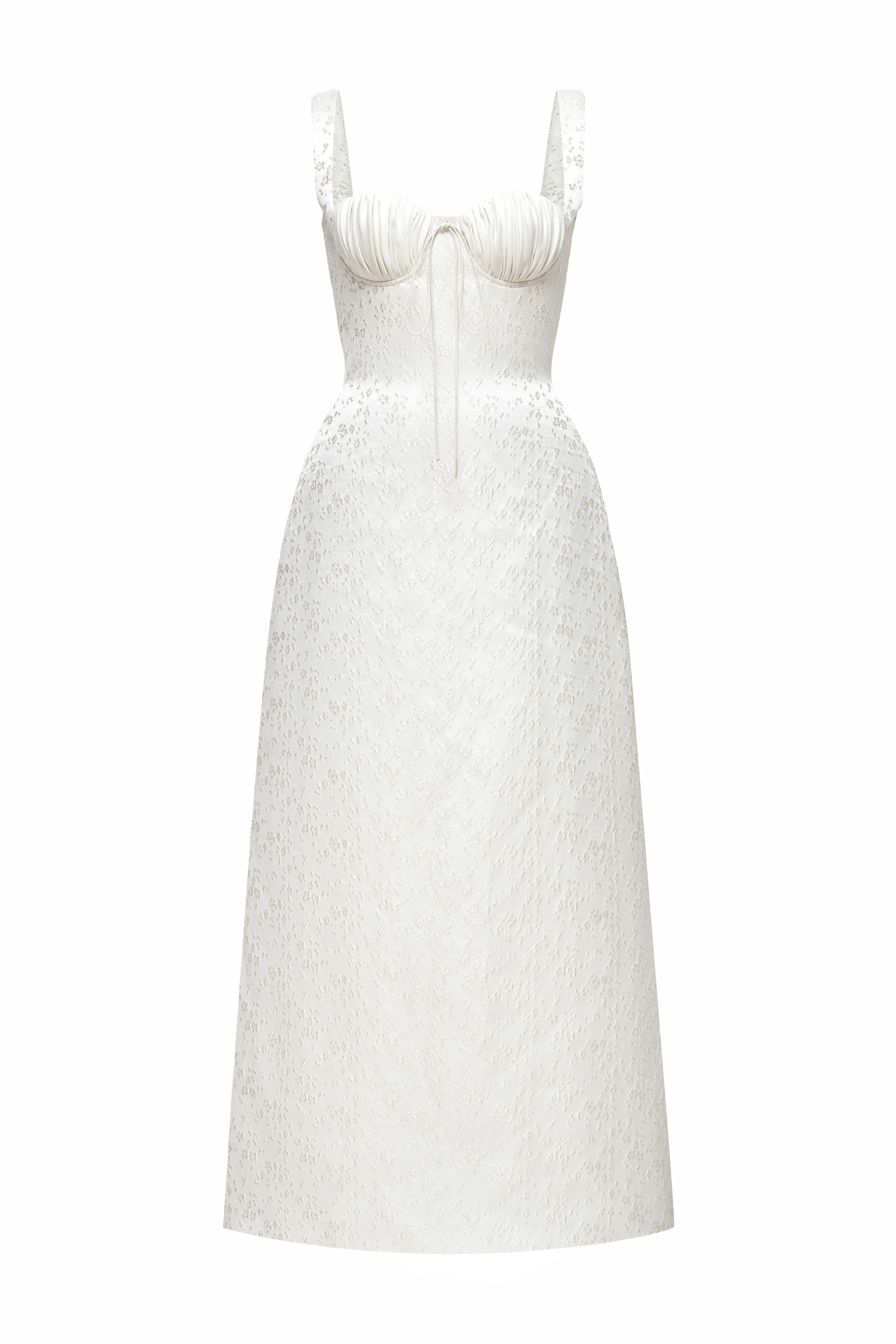 Aurea Sweetheart Draped Midi Dress