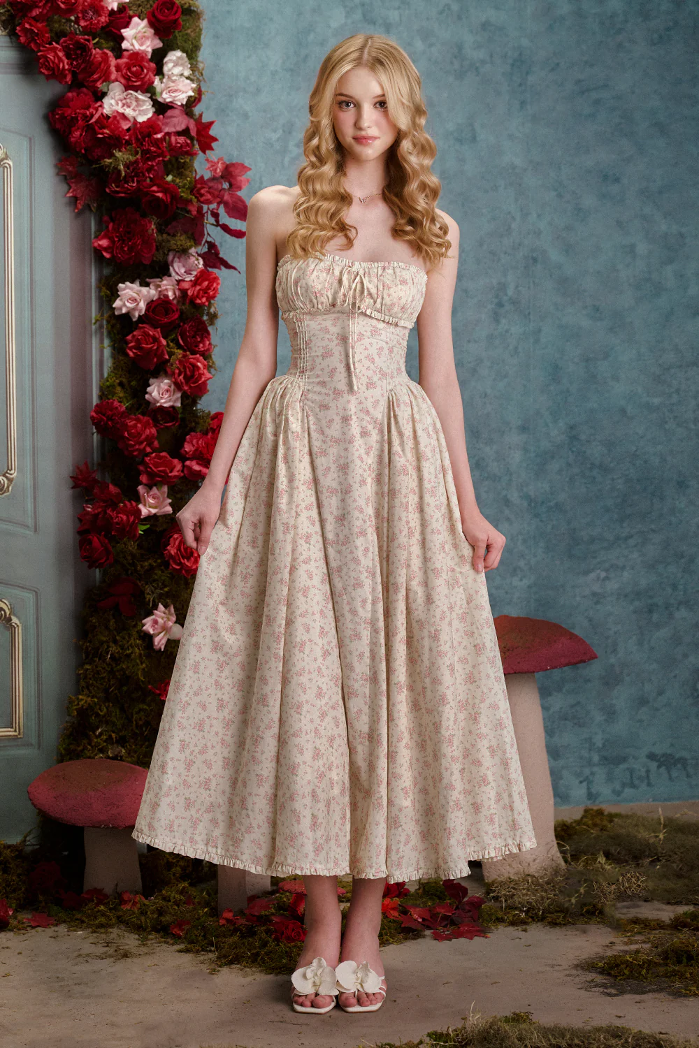 Cinnamon Girl A-line Corset Cotton Midi Set