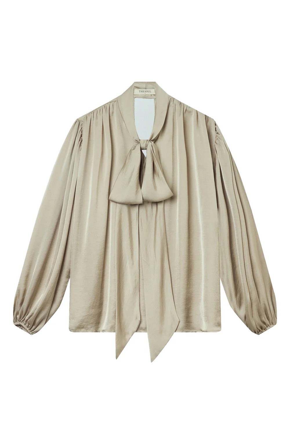 Whisper Straight Tie Neck Poly Silk Blouse