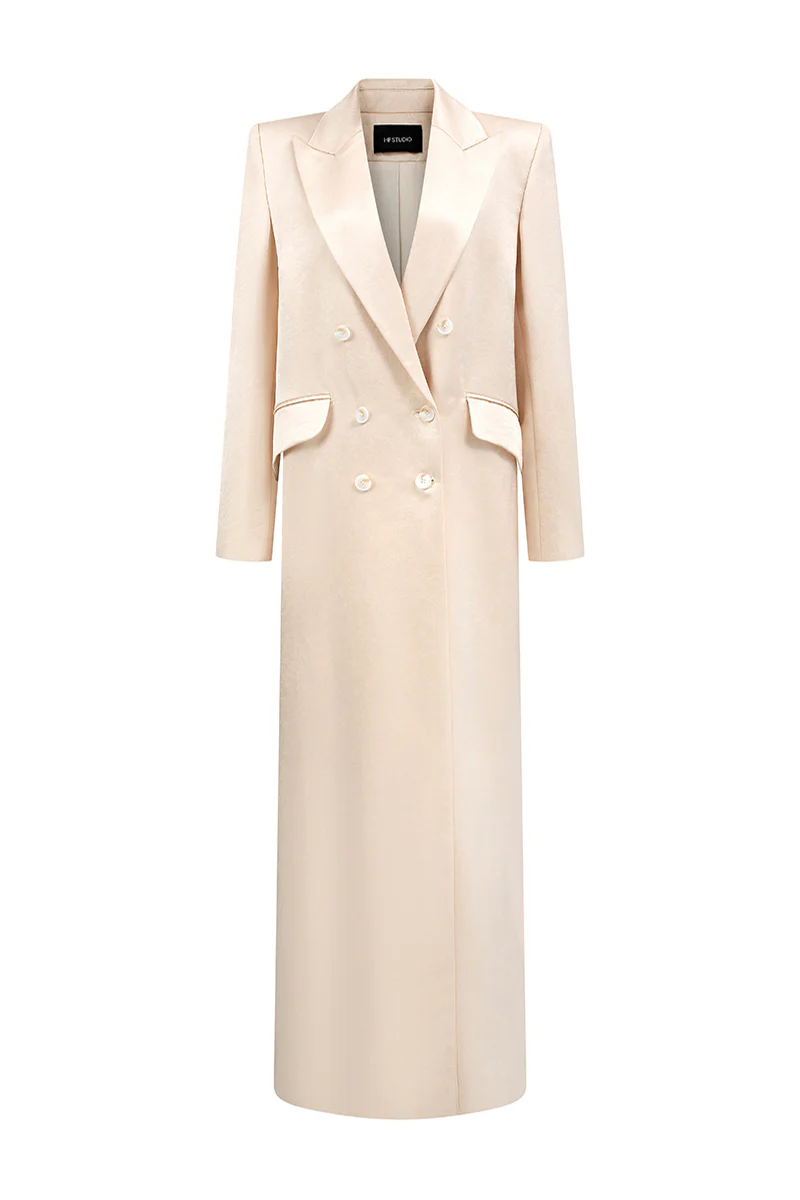 Yara Notched Taffeta Trench Coat