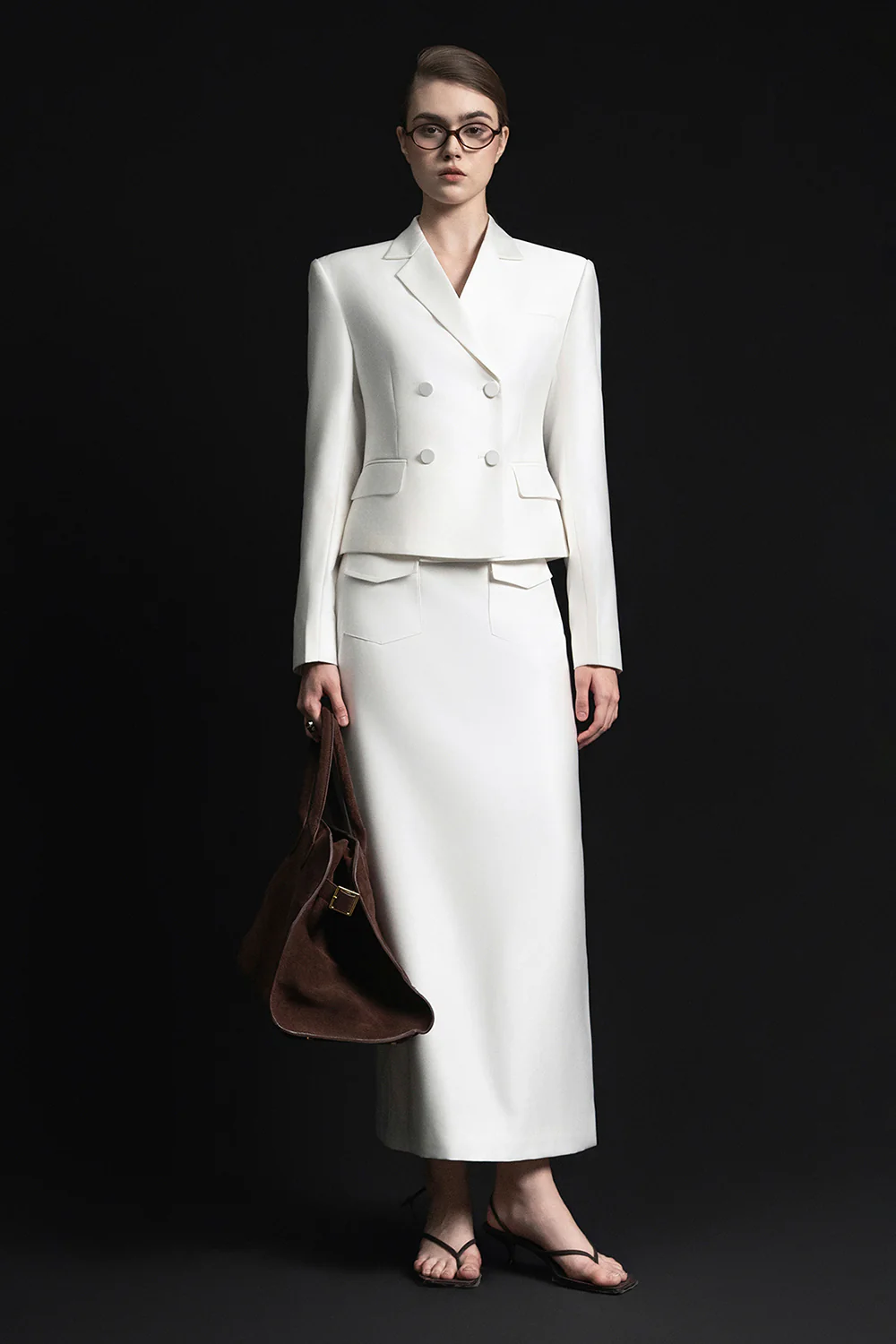 Joe Cropped Double Breasted Twill Jacket