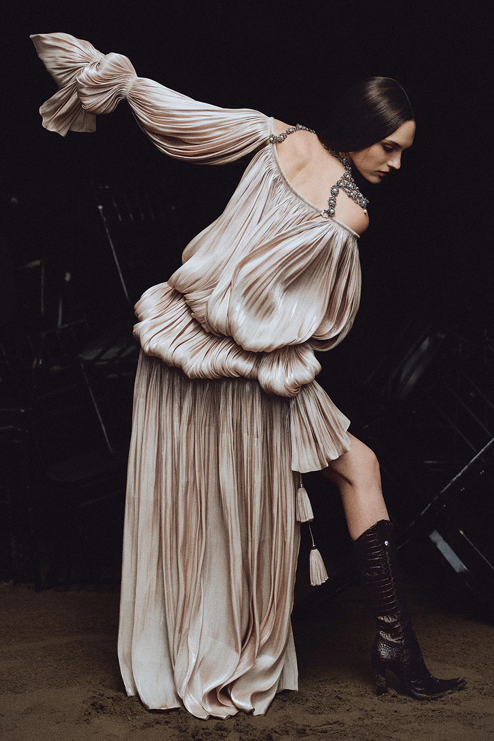 The Tempest Bishop Sleeve Tassel Maxi Dress