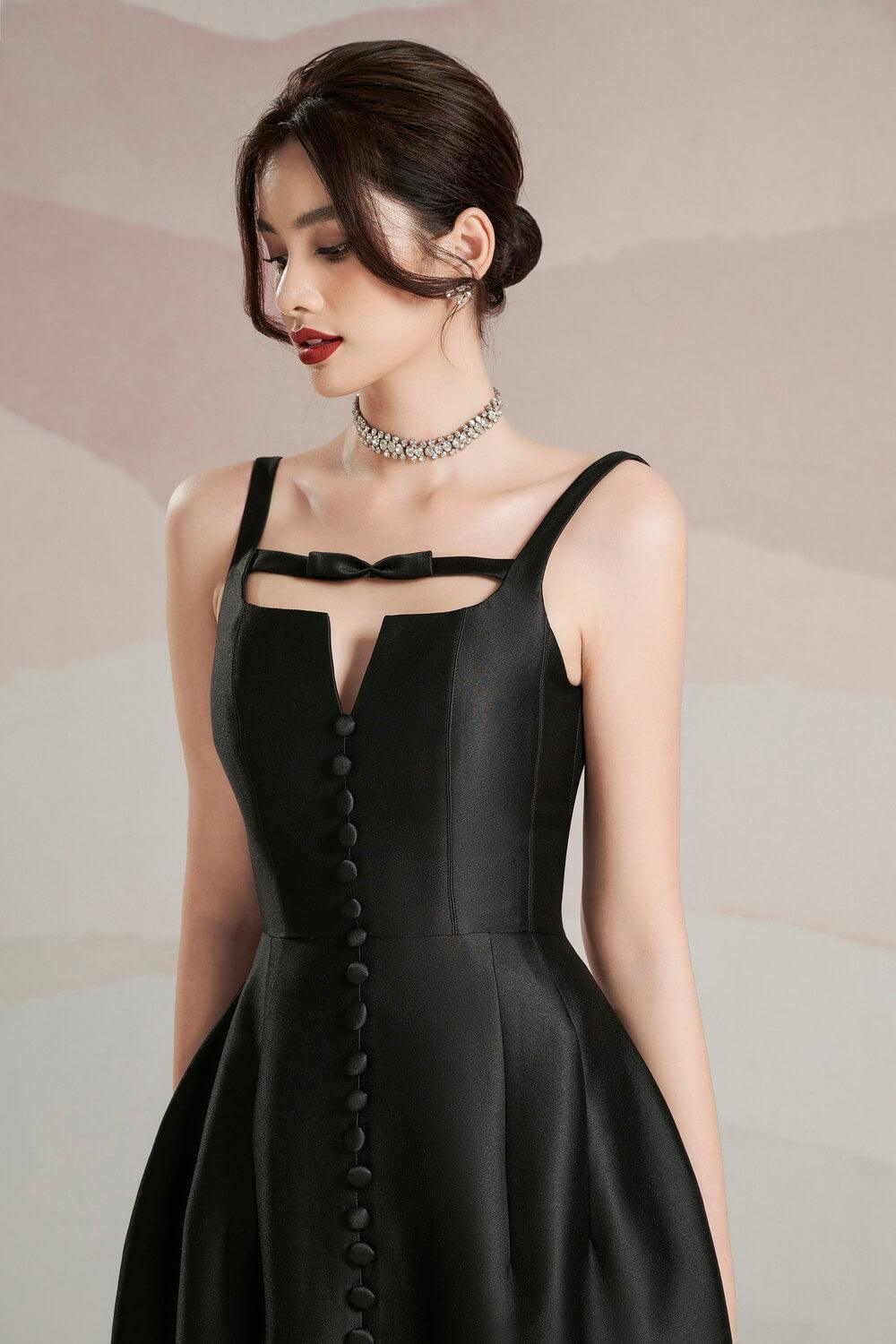 Rosie A-line Strappy Trerena Taffeta Midi Dress