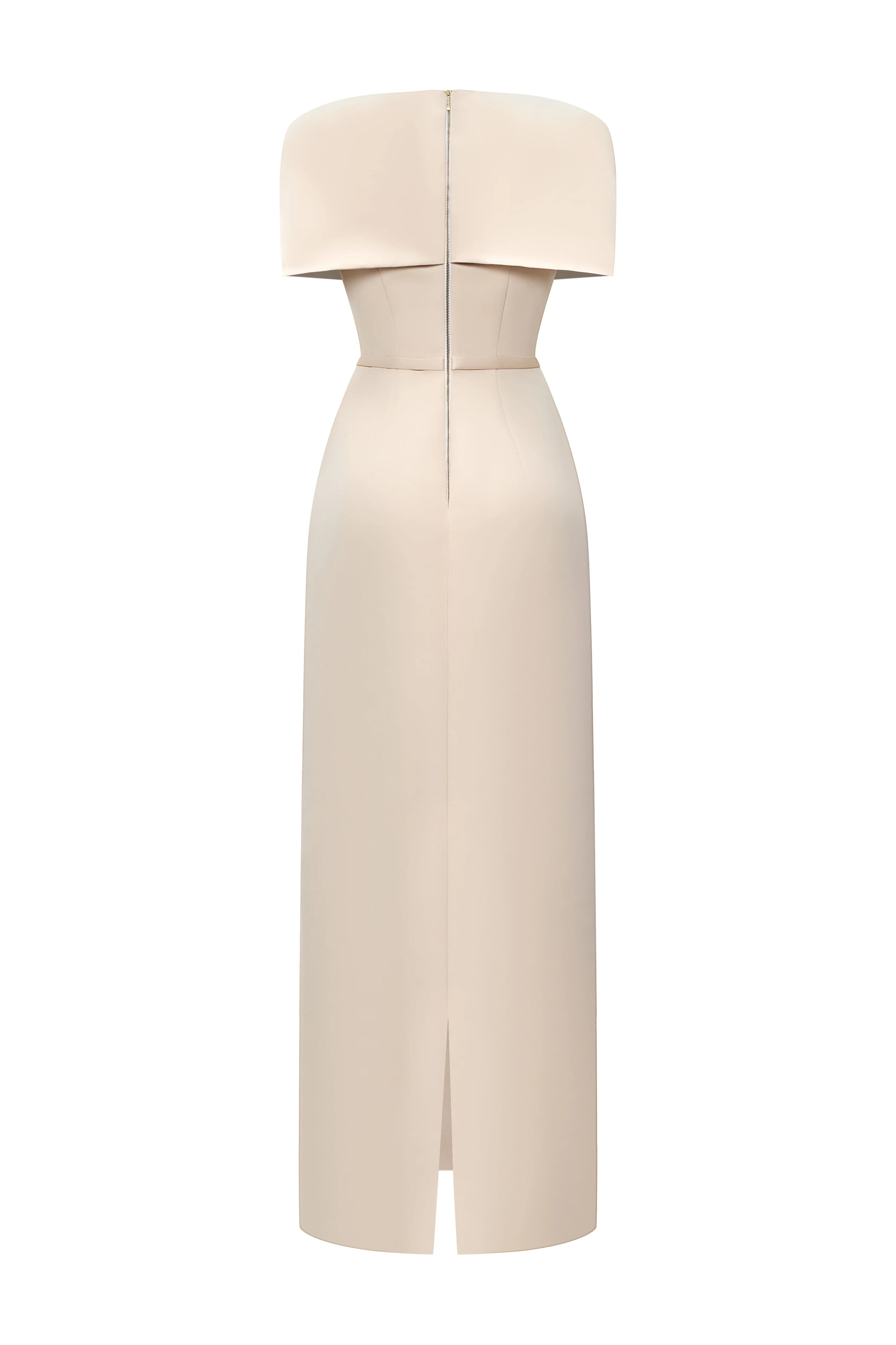 Fiorelle Sheath Cape Sleeved Satin Maxi Dress