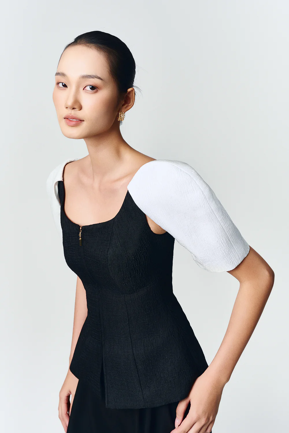 Maia Peplum Jacquard Top