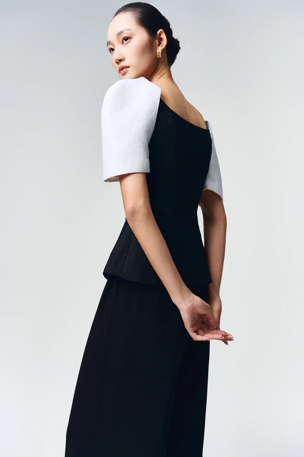 Maia Peplum Jacquard Top