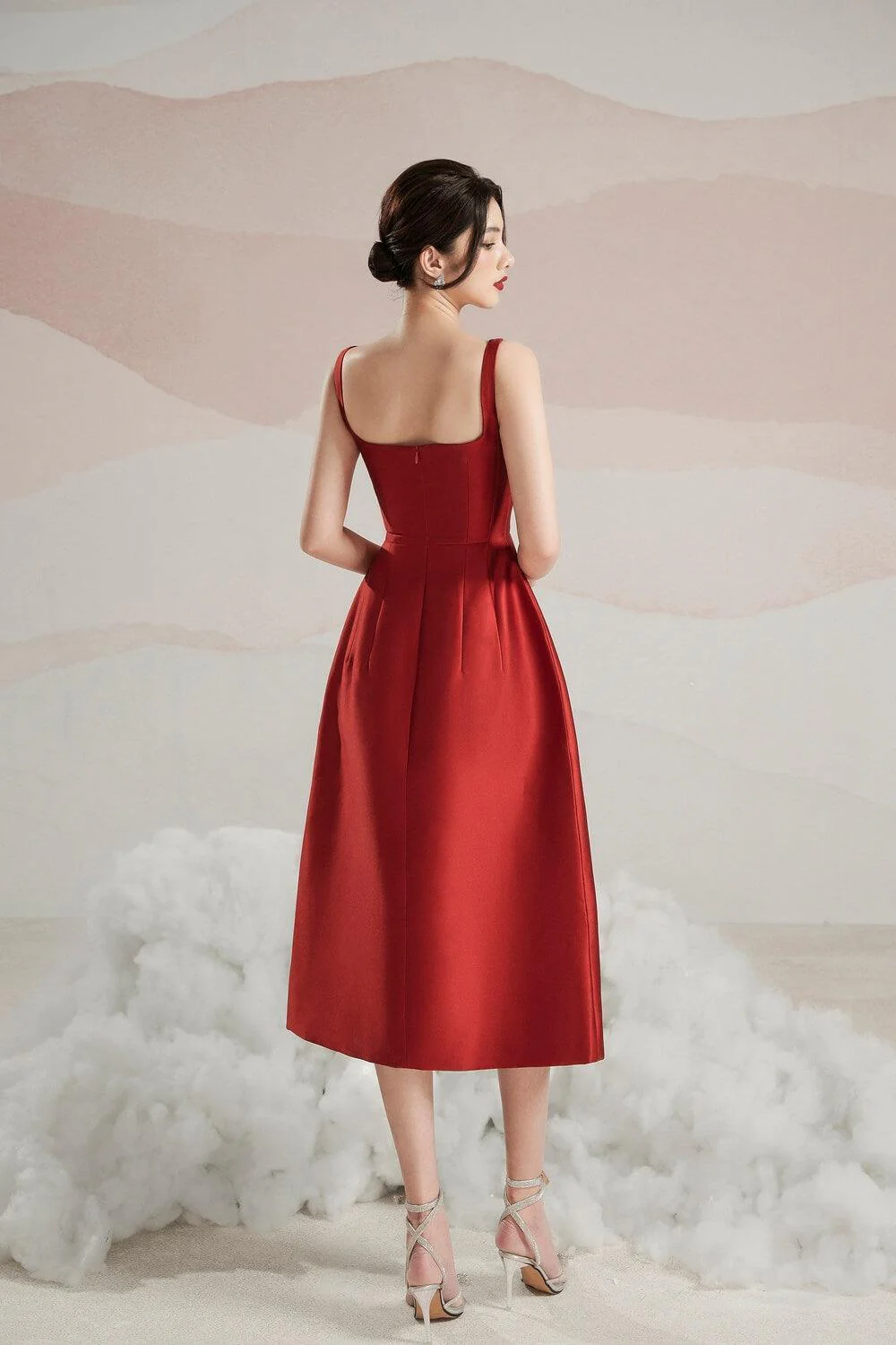 Rosie A-line Strappy Trerena Taffeta Midi Dress